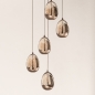 Foto 16287-2: Grote ovale beige hanglamp met achttien glazen in champagne