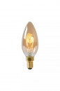 Foto 277-3: Kaarslampje, dimbaar led licht als kooldraadlamp in amberkleur met kleine fitting E14.