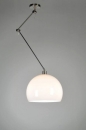 Foto 30000-11: Verstelbare hanglamp met knikarm en retro witte bol