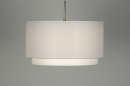 Foto 30141-2: Moderne hanglamp voorzien van een dubbele stoffen kap in witte kleur.