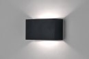 Foto 30623-3: Rechthoekige up en down wandlamp in het zwart met dimbare led lamp