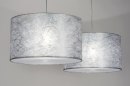 Foto 30624-15: Hanglamp met twee stoffen kappen in zilver
