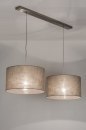 Foto 30625-1: Dubbele hanglamp met twee stoffen kappen in taupe