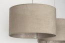 Foto 30625-11 detailfoto: Dubbele hanglamp met twee stoffen kappen in taupe