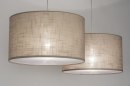 Foto 30625-15 niet_in_feed: Dubbele hanglamp met twee stoffen kappen in taupe