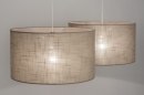 Foto 30625-5 niet_in_feed: Dubbele hanglamp met twee stoffen kappen in taupe