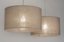 Foto 30625-6 detailfoto: Dubbele hanglamp met twee stoffen kappen in taupe