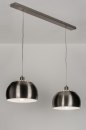 Foto 30632-1 detailfoto: Dubbele hanglamp met twee retro lampenkappen van staal