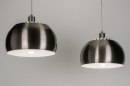 Foto 30632-4 detailfoto: Dubbele hanglamp met twee retro lampenkappen van staal