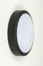 Foto 30763-5 zijaanzicht: Ronde zwarte buitenlamp met dag/nacht sensor led lamp