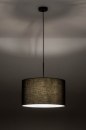 Foto 30868-2: Moderne hanglamp voorzien van een stoffen, zwarte kap.