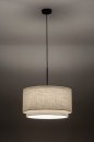 Foto 30870-2: Sfeervolle hanglamp voorzien van een stoffen kap in een witte kleur.