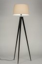 Foto 30884-3: Stativ-Stehlampe in Schwarz mit Stoffschirm in Beige