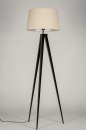 Foto 30884-4: Stativ-Stehlampe in Schwarz mit Stoffschirm in Beige