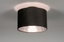 Foto 30912-1: Plafondlamp met grijze kap van fluweel en zilveren binnenkant