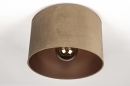 Foto 30913-2: Kleine plafondlamp met kap van fluweel in taupe met metallic binnenkant