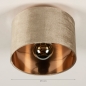 Foto 30913-6: Kleine plafondlamp met kap van fluweel in taupe met koperen binnenkant