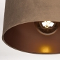 Foto 30917-16: Deckenlampe mit taupefarbenem Samtschirm und kupferfarbener Innenseite