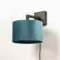 Foto 30935-14: Zwarte wandlamp met Petrol blauwe kap, geschikt voor led verlichting.
