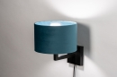 Foto 30935-2: Zwarte wandlamp met Petrol blauwe kap, geschikt voor led verlichting.