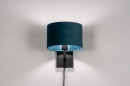 Foto 30935-3: Zwarte wandlamp met Petrol blauwe kap, geschikt voor led verlichting.