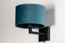 Foto 30935-4: Zwarte wandlamp met Petrol blauwe kap, geschikt voor led verlichting.