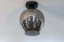 Foto 30938-1: Zwarte plafondlamp met rookglas 