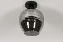 Foto 30938-3: Zwarte plafondlamp met rookglas 
