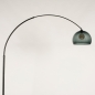 Foto 30950-20: Moderne Bogenlampe aus Metall in trendigem Mattschwarz und einem Kunststoffschirm wie Rauchglas, für LED geeignet.
