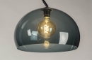 Foto 30950-28: Moderne Bogenlampe aus Metall in trendigem Mattschwarz und einem Kunststoffschirm wie Rauchglas, für LED geeignet.