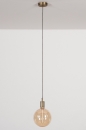 Foto 30982-2: Minimalistische, dimbare hanglamp in messing met amberkleurig glas led lichtbron.