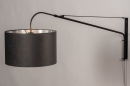 Foto 30994-2: Grote zwarte wandlamp met grijze kap van fluweel