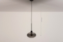Foto 31004-1 maatindicatie: Retro hanglamp met rookglas en zwart strijkijzersnoer 