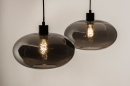Foto 31006-17: Retro-Pendelleuchte mit zwei Rauchglas-Lampenschirmen, geeignet für austauschbare LED.