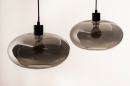 Foto 31006-19: Retro-Pendelleuchte mit zwei Rauchglas-Lampenschirmen, geeignet für austauschbare LED.