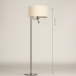 Foto 31014-1 maatindicatie: Staande schemerlamp met leeslamp en beige linnen lampenkap