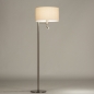 Foto 31014-2 zijaanzicht: Staande schemerlamp met leeslamp en beige linnen lampenkap