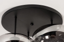 Foto 31037-25 detailfoto: Retro plafondlamp in mat zwarte kleur met rookglas geschikt voor led verlichting.