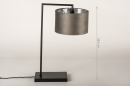Foto 31071-1 maatindicatie: Zwarte tafellamp in strak design met luxe grijze velvet lampenkap
