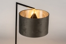 Foto 31071-4 schuinaanzicht: Zwarte tafellamp in strak design met luxe grijze velvet lampenkap