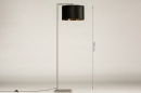 Foto 31094-11 maatindicatie: Strakke staande schemerlamp met luxe lampenkap in zwart met goud
