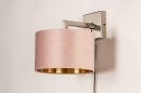 Foto 31106-12: Moderne wandlamp in staal voorzien van roze stoffen kap, geschikt voor led verlichting.