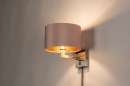 Foto 31106-2: Moderne wandlamp in staal voorzien van roze stoffen kap, geschikt voor led verlichting.
