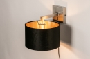 Foto 31109-12: Moderne wandlamp in staal voorzien van een zwarte, stoffen kap.