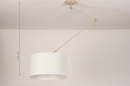 Foto 31139-1: Verstelbare XL hanglamp met Knikarm met witte stoffen kap