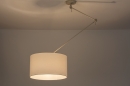 Foto 31139-2: Verstelbare XL hanglamp met Knikarm met witte stoffen kap