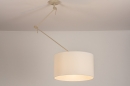 Foto 31139-3: Verstelbare XL hanglamp met Knikarm met witte stoffen kap