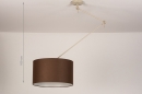 Foto 31141-1: Verstelbare XL hanglamp met knikarm en bruine stoffen kap