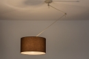 Foto 31141-2: Verstelbare XL hanglamp met knikarm en bruine stoffen kap