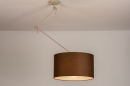 Foto 31141-3: Verstelbare XL hanglamp met knikarm en bruine stoffen kap